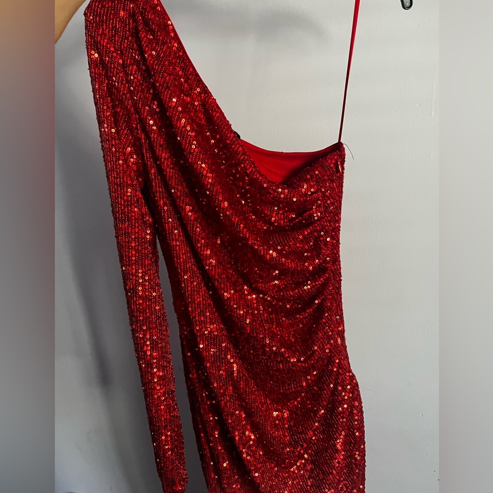 Red sequin formal gown, floor length